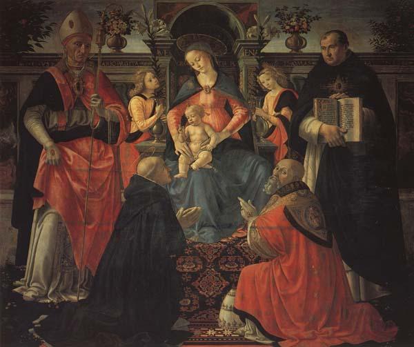 Domenicho Ghirlandaio Thronende Madonna mit den Heiligen Donysius Areopgita,Domenicus,Papst Clemens und Thomas von Aquin France oil painting art